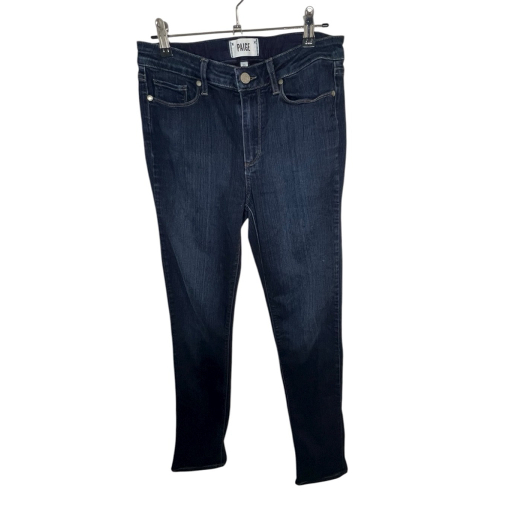 PAIGE Dark Wash Hoxton Straight Leg Midrise Stretchy Denim Jeans